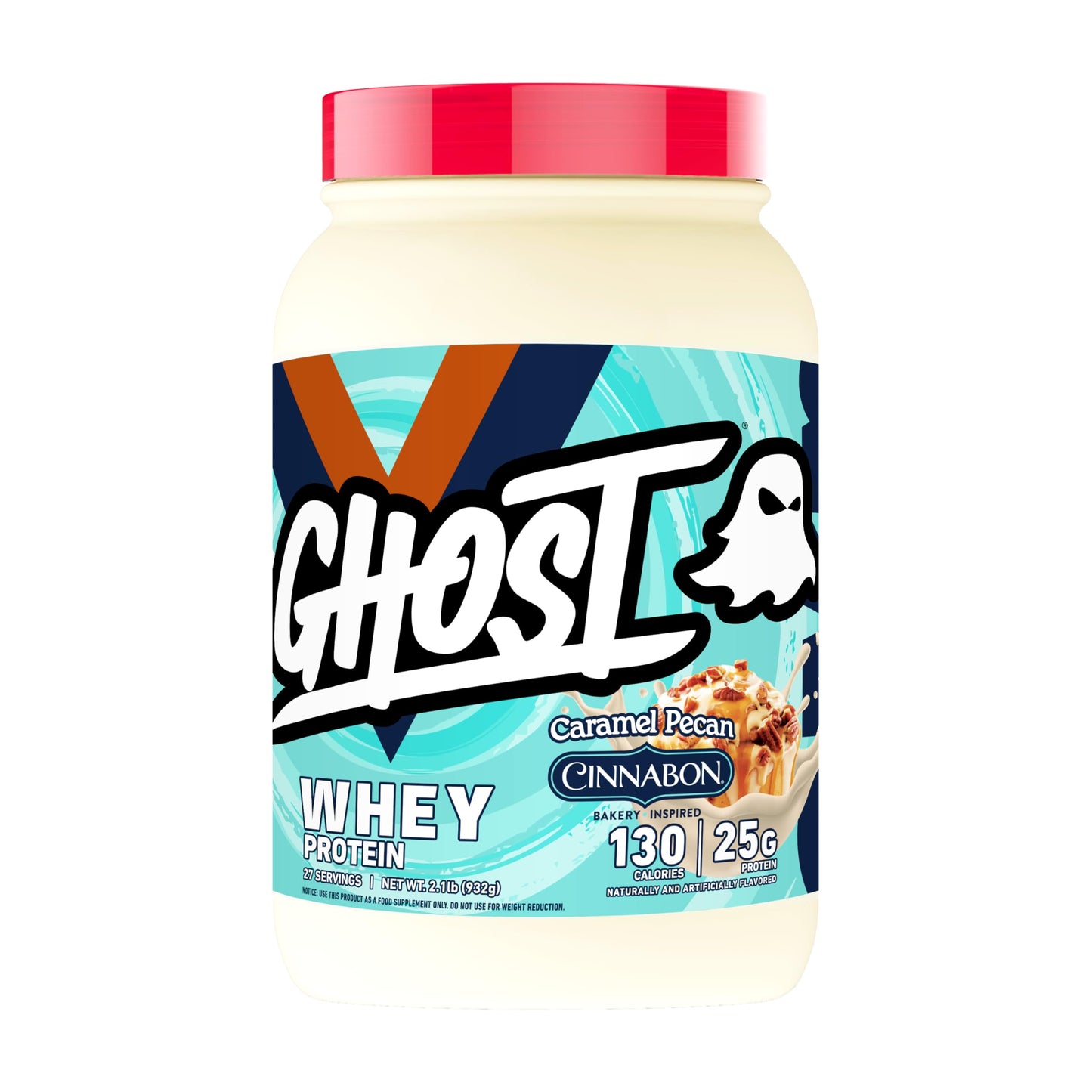 GHOST Whey Protein Powder Saveur Cinnabon Caramel Pecan – Pot de 2 LB avec 25 g de Protéines – Mélange de Whey Isolate, Concentrée et Hydrolysée Saveur Brioche à la Cannelle – Shakes de Récupération Après Entraînement – Sans Soja et Sans Gluten