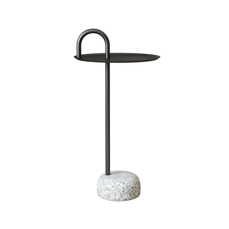 Nordic Modern Side Table with Stone Base Luxury Living Room End Table Creative Stable Sofa Corner Desk Metal Coffee Table
