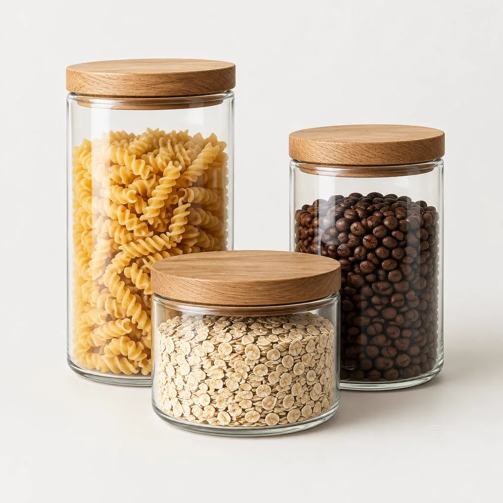 Bocaux en verre et bois