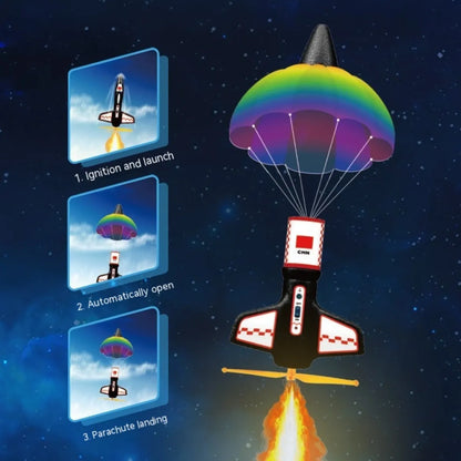Jouet Lance-Fusée Électrique pour Enfants avec Parachute – Modèle de Fusée d’Exploration Spatiale pour Jeux en Plein Air
