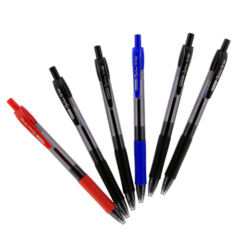 Stylo rétractable Optima Blue à encre gel-huile avec grip (lot de 3)