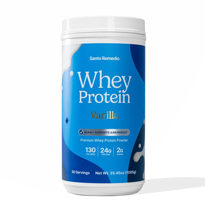 Santo Remedio – Protéine de Whey Vanille – Poudre de Protéine Whey Premium – 24 g de Protéines par Portion – 30 Portions