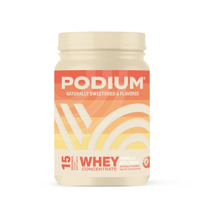 Podium Nutrition Poudre de Protéine Whey Saveur Glace à la Vanille – 22 g de Protéines par Portion avec Enzymes Digestives – Isolat et Concentré de Whey – Sans Gluten, Faible en Glucides, Faible en Sucre et Sans Soja – 15 Portions