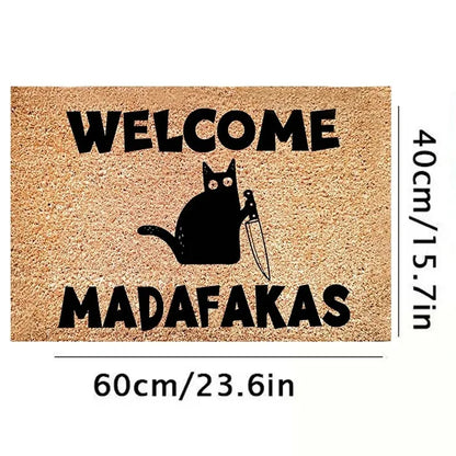 Dark Cat Welcome Madafakas Full Print Doormat Fun Doormat Home Decor Kitchen Bathroom Decor Give People Fun Gifts Fast Shipping