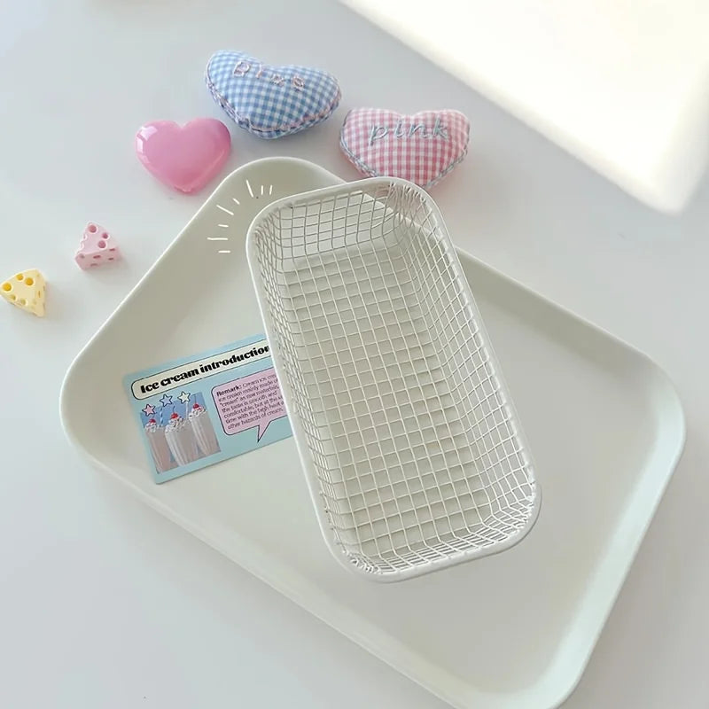 Desktop Storage Basket Retro Stationery Storage Boxes Multifunctional Cosmetic Organizers Office Desk Decor Home Sundries Basket