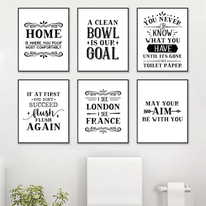 Bathroom Wall Art Decor Funny Bathroom Signs Posters and Prints Modern Minimalist Canvas Painting WC Toilet Room Decor