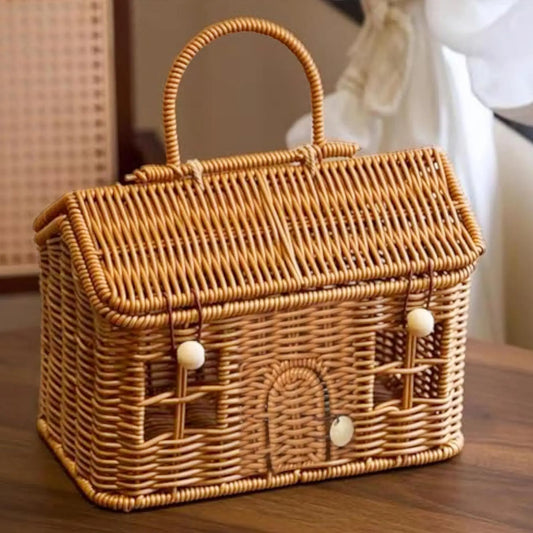 Wicker Baskets for Storage Creative Organizer Rustic Decor Rattan Baskets with Lid for Organizing for Toy Toiletries Snack