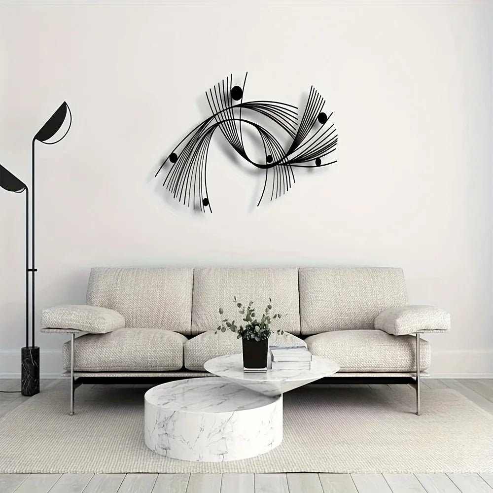 Modern Abstract Geometric Metal Wall Art, Minimalist Linear Art, Suitable for Home, Office, Indoor/outdoor Sign, Easy To Hang