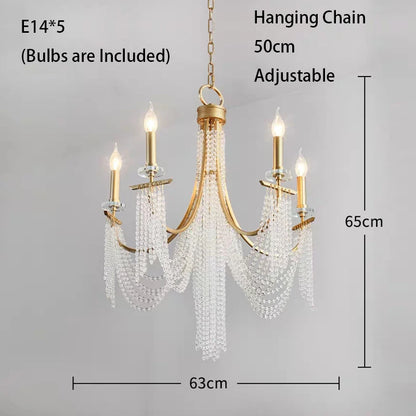 Luxury Candle Chandelier Romantic Crystal Hanging Lamp For Villa Dining Room Bedroom Indoor Decor Art Living Room Pendant Lamp