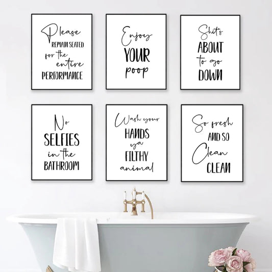 Bathroom Wall Art Decor Funny Bathroom Signs Posters and Prints Modern Minimalist Canvas Painting WC Toilet Room Decor