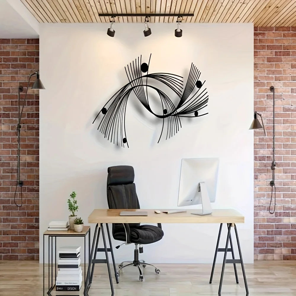 Modern Abstract Geometric Metal Wall Art, Minimalist Linear Art, Suitable for Home, Office, Indoor/outdoor Sign, Easy To Hang