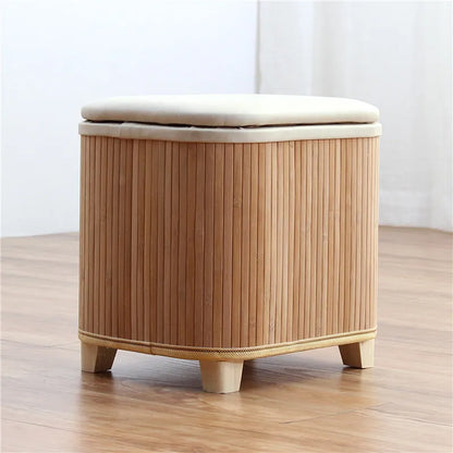 Multifunctional Wooden round Ottoman Storage Stool Fashionable Home Shoe Bench Sofa round Stool for Sitting