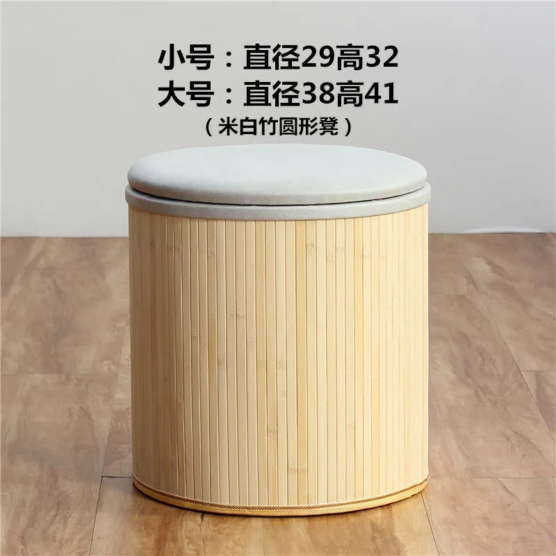Multifunctional Wooden round Ottoman Storage Stool Fashionable Home Shoe Bench Sofa round Stool for Sitting