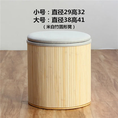 Multifunctional Wooden round Ottoman Storage Stool Fashionable Home Shoe Bench Sofa round Stool for Sitting