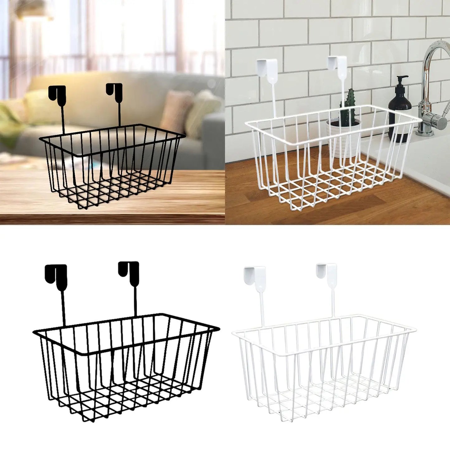 Grid Storage Baskets with Hooks, Over Cabinet Door Organizer,Wire Basket Hanging Cabinet Door Organizer Wire Basket Storage Pant