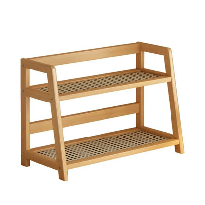 Wooden Storage Shelf Display Rack Spice Rack for Kitchen Rattan Desktop Organizer for Countertop Makeup Organizer