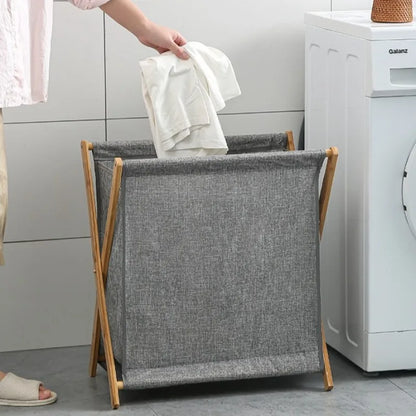 Modern Foldable Bamboo Laundry Baskets Simple Fabric Bathroom Clothes Basket Multifunctional Creative Bedroom Storage Basket