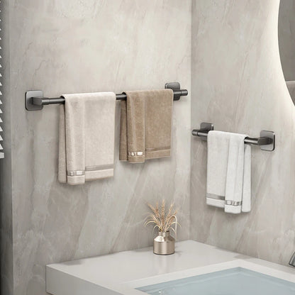 Towel Holder Space Aluminum No Drilling Bathroom Towel Organizers Self-adhesive Towel Bar Bathroom Shelves Hand Towel Bar