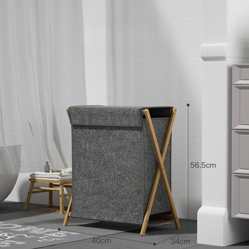 Modern Foldable Bamboo Laundry Baskets Simple Fabric Bathroom Clothes Basket Multifunctional Creative Bedroom Storage Basket