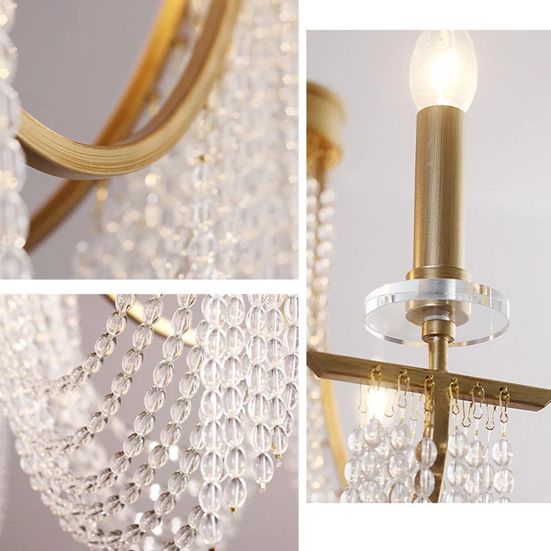 Luxury Candle Chandelier Romantic Crystal Hanging Lamp For Villa Dining Room Bedroom Indoor Decor Art Living Room Pendant Lamp