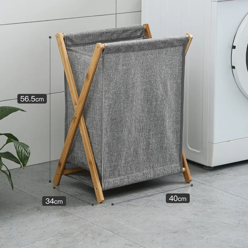 Modern Foldable Bamboo Laundry Baskets Simple Fabric Bathroom Clothes Basket Multifunctional Creative Bedroom Storage Basket