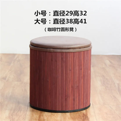 Multifunctional Wooden round Ottoman Storage Stool Fashionable Home Shoe Bench Sofa round Stool for Sitting