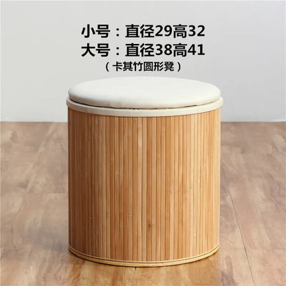 Multifunctional Wooden round Ottoman Storage Stool Fashionable Home Shoe Bench Sofa round Stool for Sitting