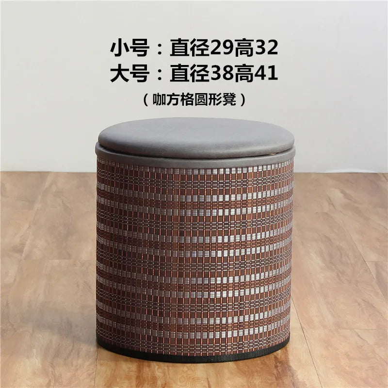 Multifunctional Wooden round Ottoman Storage Stool Fashionable Home Shoe Bench Sofa round Stool for Sitting