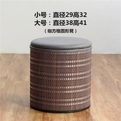 Multifunctional Wooden round Ottoman Storage Stool Fashionable Home Shoe Bench Sofa round Stool for Sitting