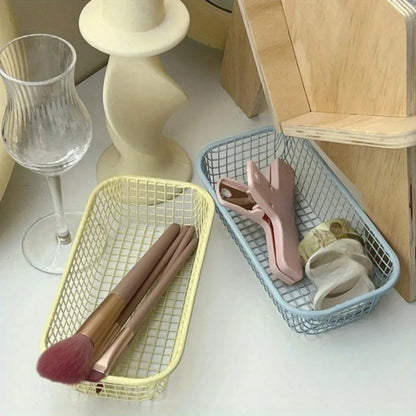 Desktop Storage Basket Retro Stationery Storage Boxes Multifunctional Cosmetic Organizers Office Desk Decor Home Sundries Basket