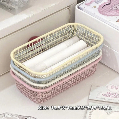 Desktop Storage Basket INS Metal Sundries Organizer Basket Photocard Case Office Stationery Home Supplies Make Up Sorting Holder