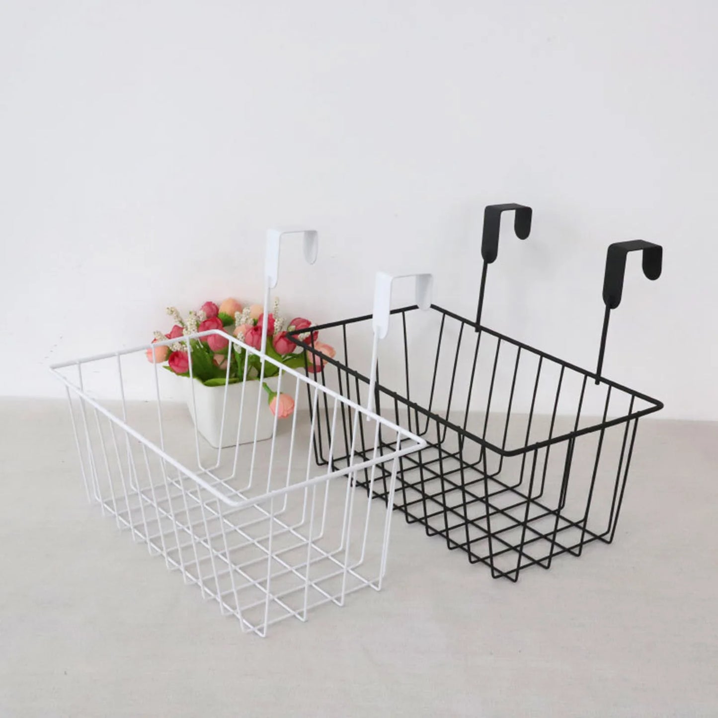Grid Storage Baskets with Hooks, Over Cabinet Door Organizer,Wire Basket Hanging Cabinet Door Organizer Wire Basket Storage Pant