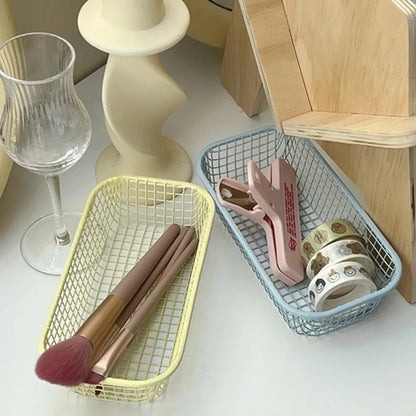 Desktop Storage Basket INS Metal Sundries Organizer Basket Photocard Case Office Stationery Home Supplies Make Up Sorting Holder