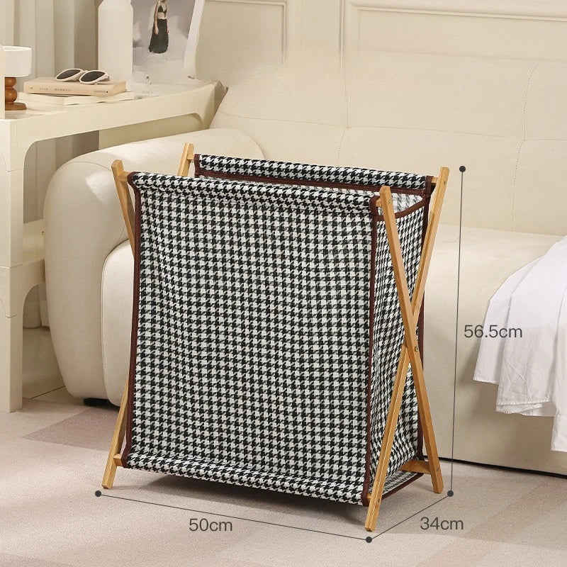 Modern Foldable Bamboo Laundry Baskets Simple Fabric Bathroom Clothes Basket Multifunctional Creative Bedroom Storage Basket