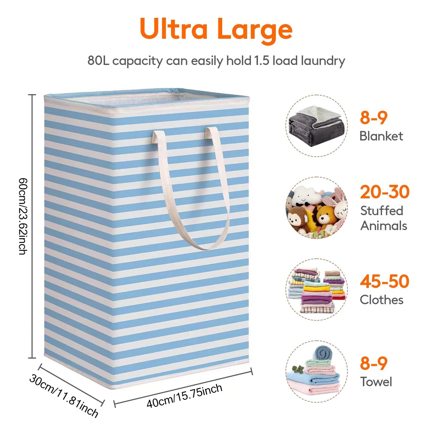75L Large Collapsible Laundry Baskets with Handle Household Clothes Storage Basket Dirty Laundry Toys Storage Organization