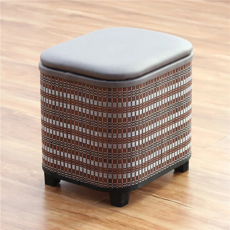 Multifunctional Wooden round Ottoman Storage Stool Fashionable Home Shoe Bench Sofa round Stool for Sitting