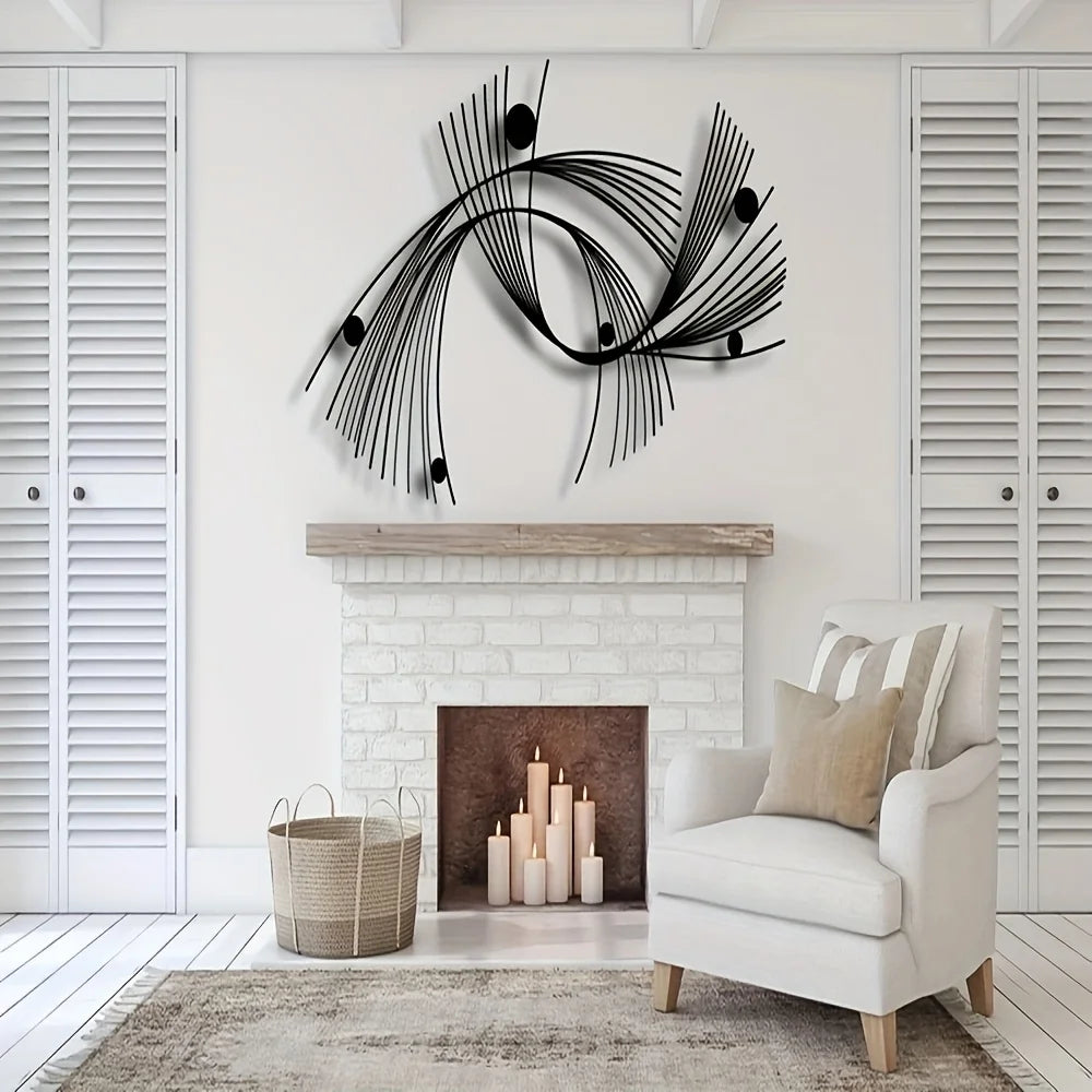 Modern Abstract Geometric Metal Wall Art, Minimalist Linear Art, Suitable for Home, Office, Indoor/outdoor Sign, Easy To Hang