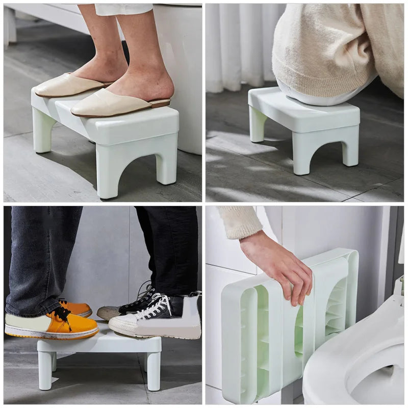 Toilet Stool Ottoman Folding Adults White Marble Poop Potty Training Step for Bathroom Short Child