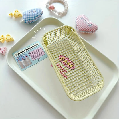 Desktop Storage Basket Retro Stationery Storage Boxes Multifunctional Cosmetic Organizers Office Desk Decor Home Sundries Basket