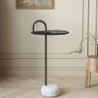 Nordic Modern Side Table with Stone Base Luxury Living Room End Table Creative Stable Sofa Corner Desk Metal Coffee Table