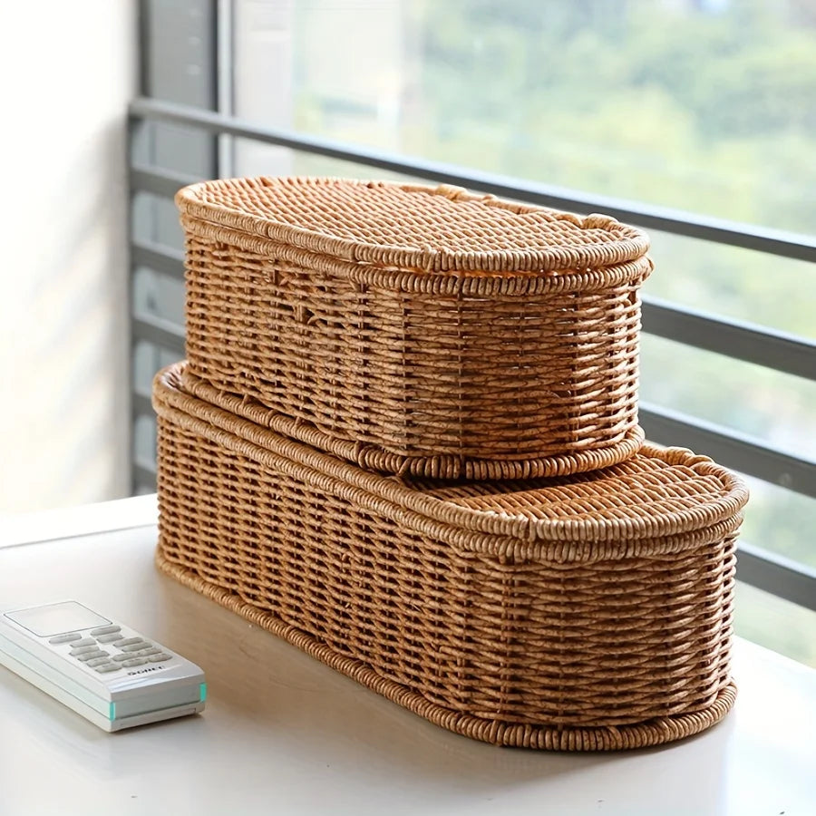 Storage Basket - Woven Storage Box, Dust-proof Cutlery Frame, Home Decoration Basket Kitchen Organizer, Kitchen Organizer