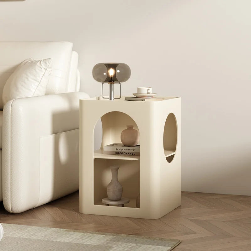 Modern Minimalist Iron Side Table Square Living Room Corner Small Creative Cabinet Elegant Bedside Table