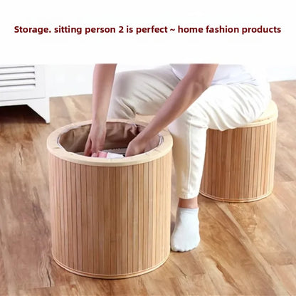 Multifunctional Wooden round Ottoman Storage Stool Fashionable Home Shoe Bench Sofa round Stool for Sitting
