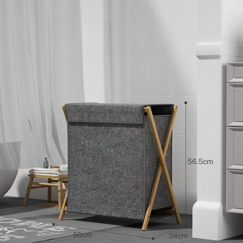 Modern Foldable Bamboo Laundry Baskets Simple Fabric Bathroom Clothes Basket Multifunctional Creative Bedroom Storage Basket