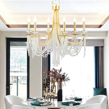 Luxury Candle Chandelier Romantic Crystal Hanging Lamp For Villa Dining Room Bedroom Indoor Decor Art Living Room Pendant Lamp