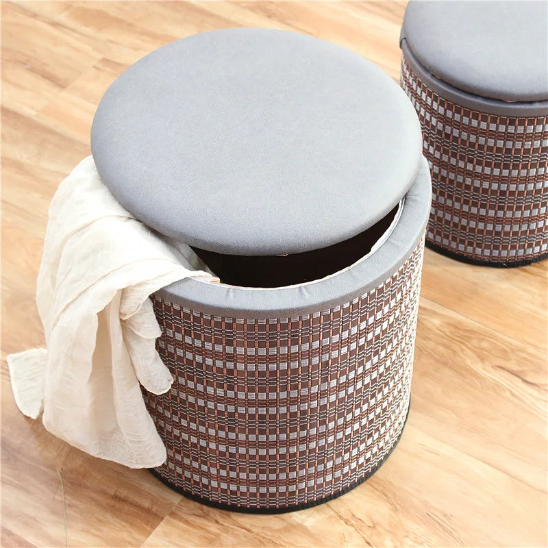 Multifunctional Wooden round Ottoman Storage Stool Fashionable Home Shoe Bench Sofa round Stool for Sitting