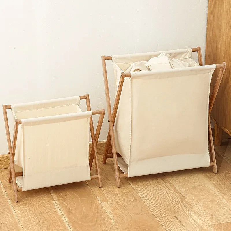 Modern Foldable Bamboo Laundry Baskets Simple Fabric Bathroom Clothes Basket Multifunctional Creative Bedroom Storage Basket