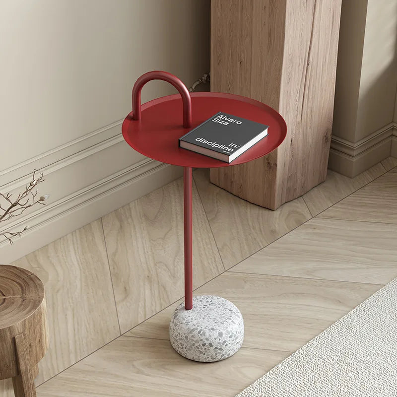 Nordic Modern Side Table with Stone Base Luxury Living Room End Table Creative Stable Sofa Corner Desk Metal Coffee Table