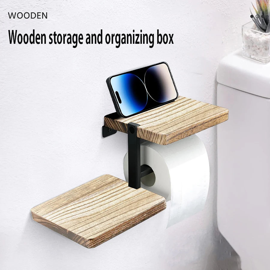 1pcs Wooden Paper Towel Holder Space Saving Countertop Organizer with Vertical Paper Towel Storage for Kitchen and Bathroom