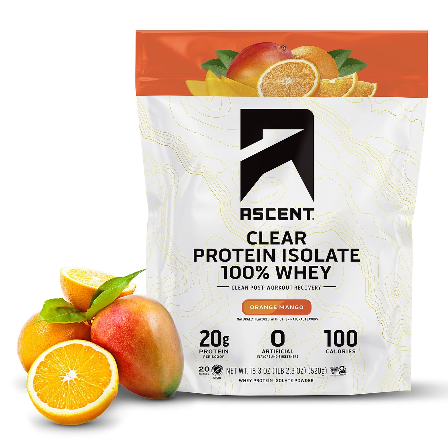 Ascent Clear Whey Protein Isolate – Orange Mangue